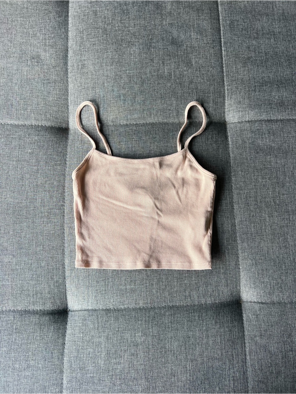 Women's Ribbed Spaghetti Strap Crop Tank - Nude